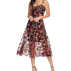 Dress the Population Medium Uma Floral Embroidered Lace Dress